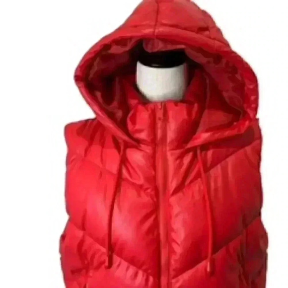 New Love  Tree Hooded Quilted Red  puffer  Vest Women’s Sz Large‎ NWT - Picture 2 of 10